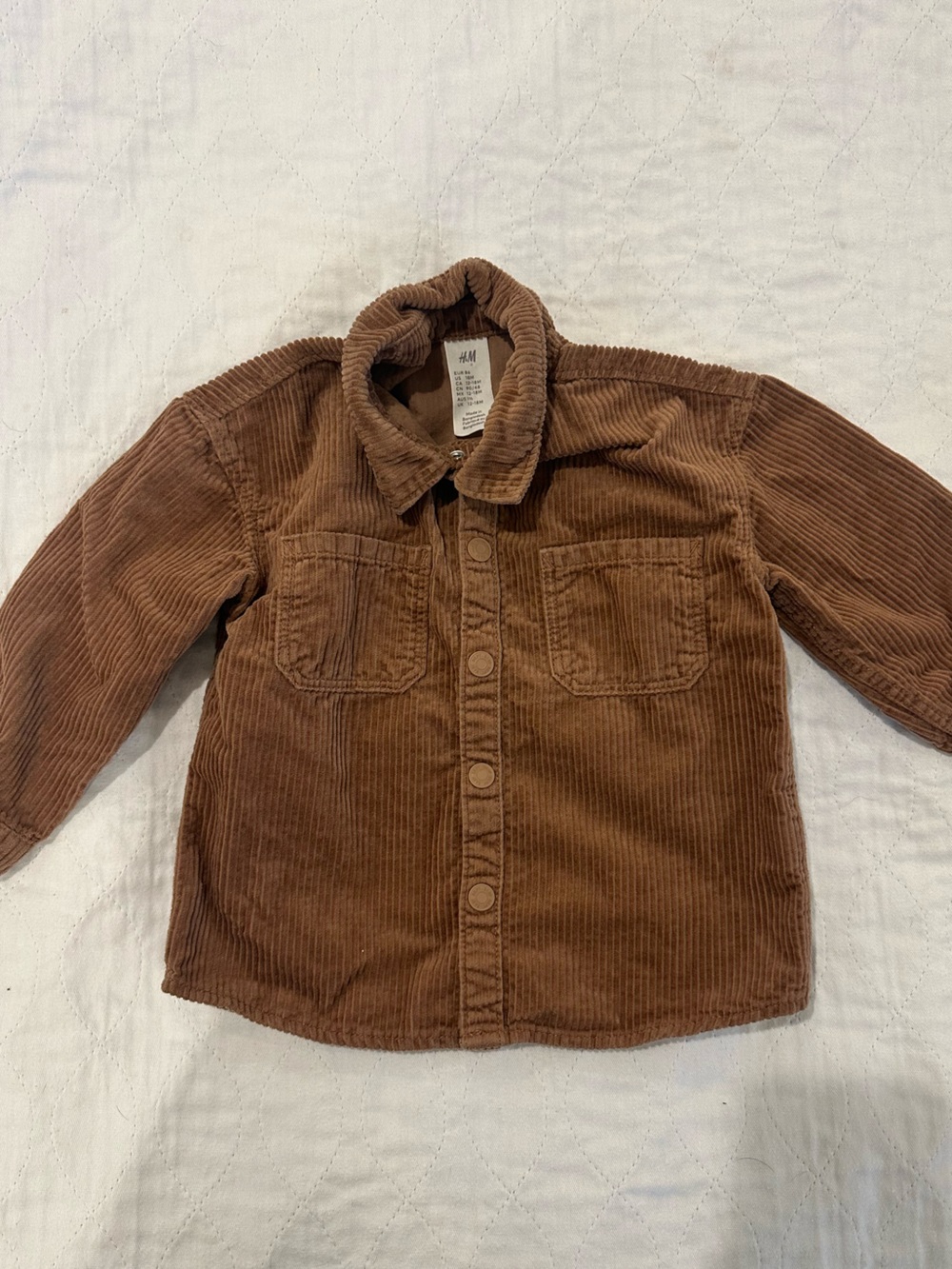 H&M Corduroy Button-Front Jacket in Chestnut Brown
